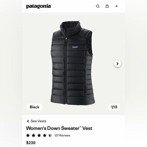 Patagonia Black Down Sweater Vest